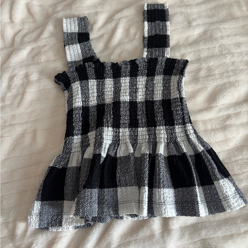 LOFT Monochrome Checkered Smocked Tank Top